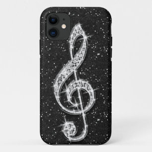 Printed Glitzy Sparkly Diamond Music Note iPhone 11 Case