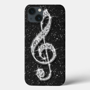 Printed Glitzy Sparkly Diamond Music Note iPhone 13 Case