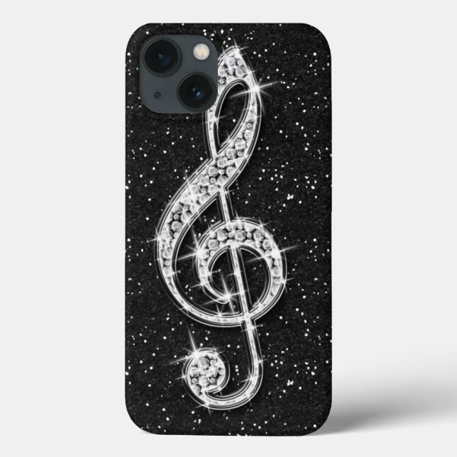 Printed Glitzy Sparkly Diamond Music Note Case-Mate iPhone Case (Back)