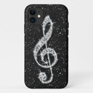 Printed Glitzy Sparkly Diamond Music Note iPhone 11 Case