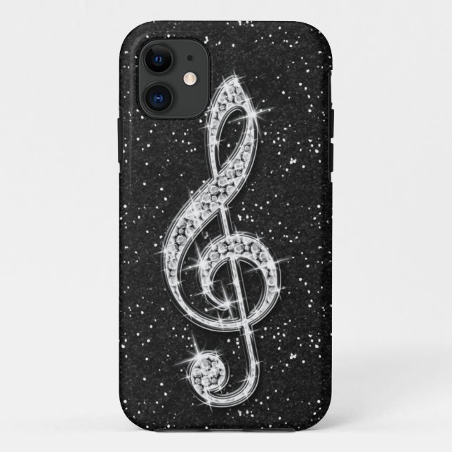 Printed Glitzy Sparkly Diamond Music Note Case-Mate iPhone Case (Back)