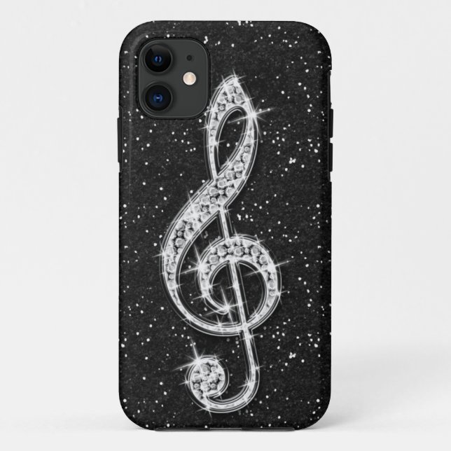 Printed Glitzy Sparkly Diamond Music Note Case-Mate iPhone Case (Back)