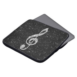 Printed Glitzy Sparkly Diamond Music Note Laptop Sleeve
