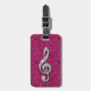 Printed Glitzy Sparkly Diamond Music Note Luggage Tag