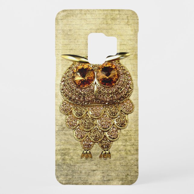 Printed Gold & Amber Owl Jewel Case-Mate Samsung Galaxy Case (Back)