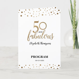 Printed Gold Confetti 50 and fabulous Birthday Programme