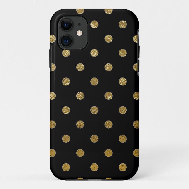 printed gold polka dots pattern Case-Mate iPhone case (Back)