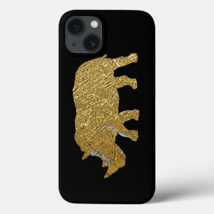 printed golden color rhino iPhone 13 case