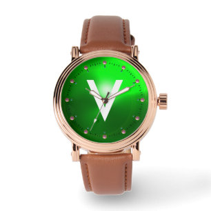 PRINTED GREEN EMERALD GEMSTONE MONOGRAM WATCH