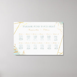 Printed Green Gold Seating Chart Foam Board Canvas Print
