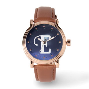 PRINTED GREY BLUE TOPAZ GEMSTONE MONOGRAM WATCH