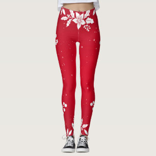 PRINTED HOLLY PATTERN RED Leggings