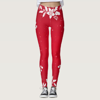 PRINTED HOLLY PATTERN RED Leggings