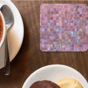 Printed Hologram Pink Mosaic Stone Coaster
