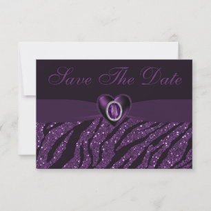 Printed Jewel Heart & Glitter Save the Date