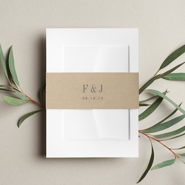 Printed Kraft Monogram Invitation Belly Band (Creator Uploaded)