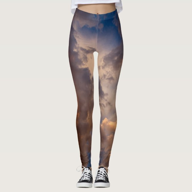 PRINTED Leggings BLUE SKY WITH CLOUDS (Front)