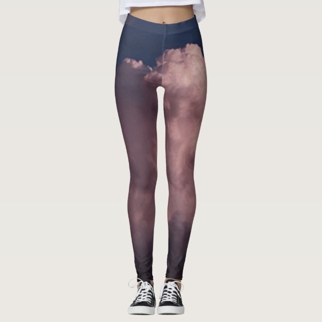 PRINTED Leggings CLOUDS AGAINST BLUE (Front)