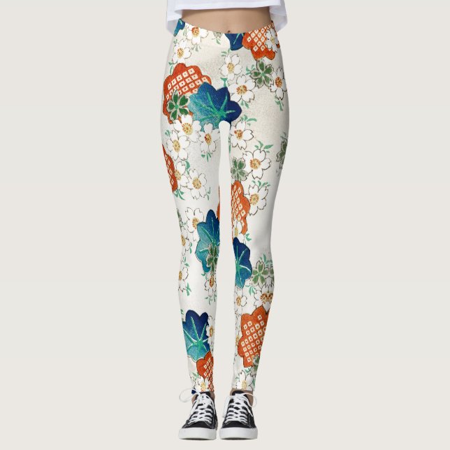 PRINTED LEGGINGS JAPANESE PATTERN FLOWERS (Front)