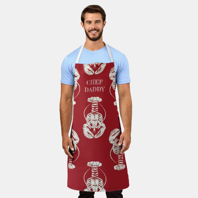 Printed Lobster Personalised All-Over Print Apron (Worn)