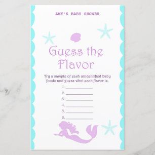 Printed Mermaid Baby Shower Game