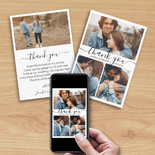 printed or digital 4 photos wedding thank you card
