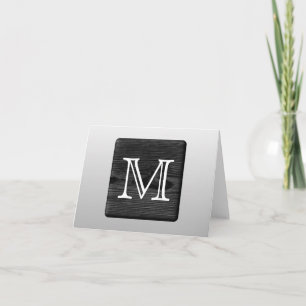 Printed Pattern and Custom Letter. Black and White Note Card