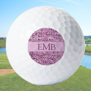 Printed Pink Knit Design Custom Monogram Ladies Golf Balls