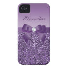 Printed Purple Sequins, Bow & Diamond