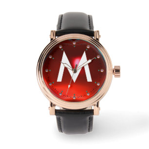 PRINTED RED RUBY GEMSTONE MONOGRAM WATCH