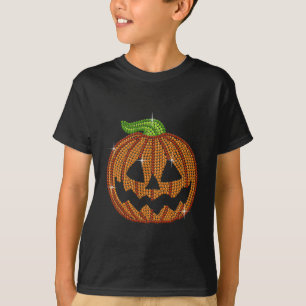 Printed Rhinestone Jackolantern Pumpkin T-Shirt