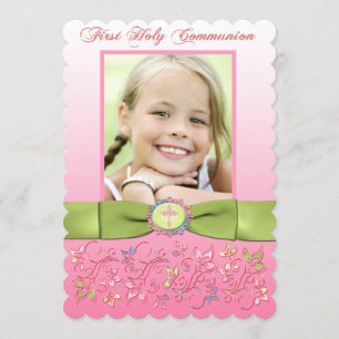 PRINTED RIBBON 1st Holy Communion Photo Invitation