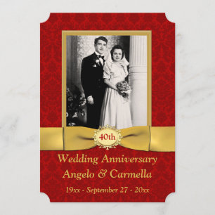 PRINTED RIBBON 40th Wedding Anniversary Invitation