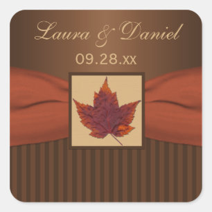 PRINTED RIBBON Autumn Leaf 1.5" Wedding Sticker
