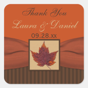 PRINTED RIBBON Autumn Leaf 1.5" Wedding Sticker