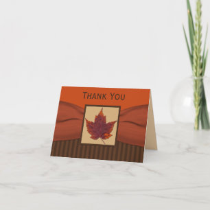 PRINTED RIBBON Autumn Leaf Thank You Note Card