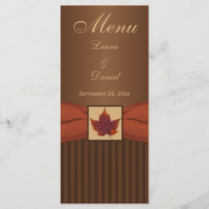 PRINTED RIBBON Autumn Leaf Wedding Menu Card