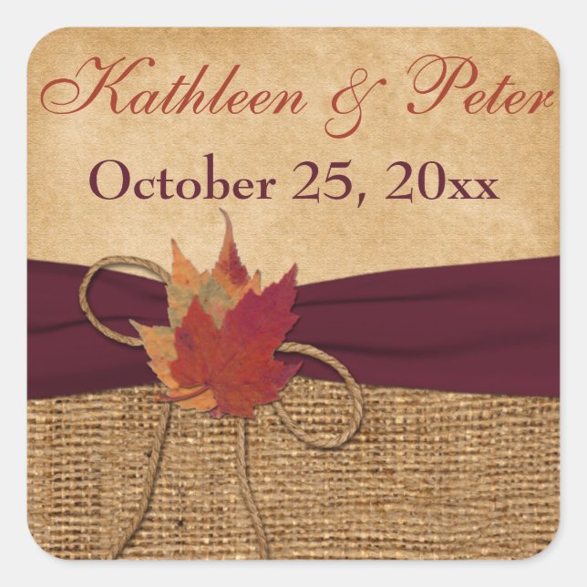 PRINTED RIBBON Autumn Leaves 1.5" Sticker 2 - Wine (Front)