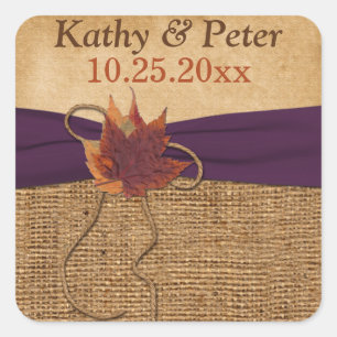 PRINTED RIBBON Autumn Leaves 1.5" Wedding Sticker