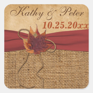 PRINTED RIBBON Autumn Leaves 1.5" Wedding Sticker