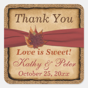 PRINTED RIBBON Autumn Leaves 1.5" Wedding Sticker