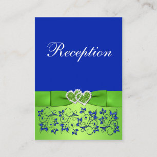 PRINTED RIBBON Blue, Green Floral Enclosure Card