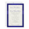 PRINTED RIBBON Blue, Ivory Damask Wedding Invite