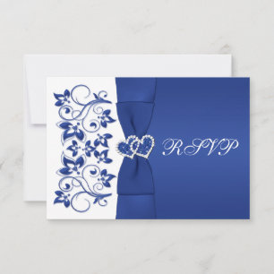 PRINTED RIBBON Blue, White Floral Reply Card
