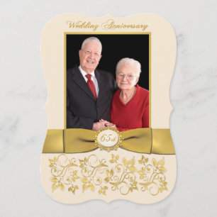 PRINTED RIBBON Fancy Shape 65th Anniversary Invite