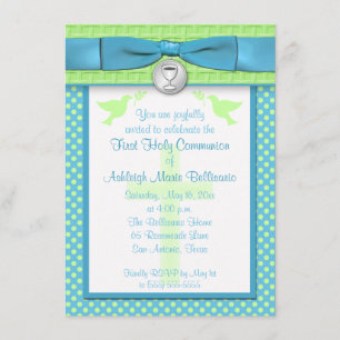 PRINTED RIBBON First Holy Communion Invitation