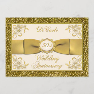 PRINTED RIBBON Floral 50th Anniversary Invitation