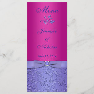 PRINTED RIBBON Fuchsia, Purple Wedding Menu Card