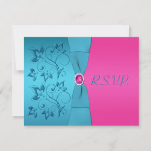 PRINTED RIBBON Fuchsia, Turquoise Reply Card