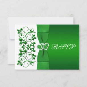 PRINTED RIBBON Green, White Floral Reply Card